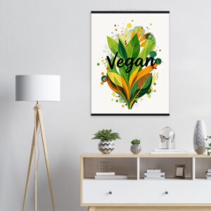 Vegan | Poster qualité musée en papier mat avec baguettes de suspension