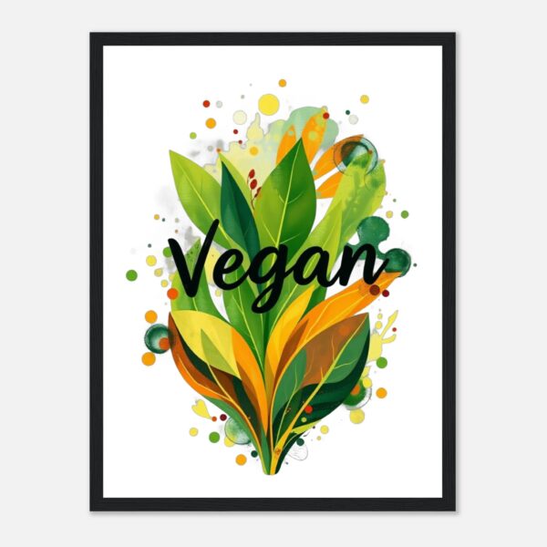 Vegan | Poster premium en papier mat encadré en bois