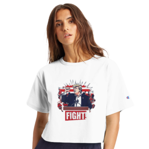Bold Trump ‘Fight!’ – Limited Edition Iconic Rally Design | T-shirt femme court ras du cou Heritage | Champion T453W