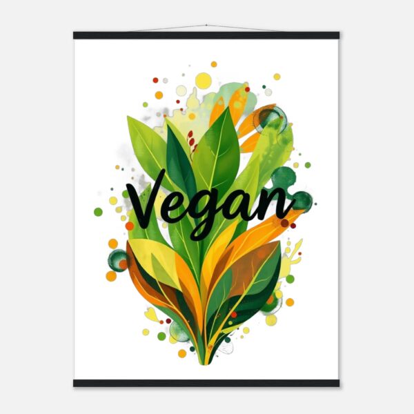 Vegan | Poster premium en papier mat avec baguettes de suspension