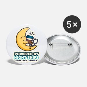 Moonlit Night Shift Coffee Buttons 2.2'' 5-Pack