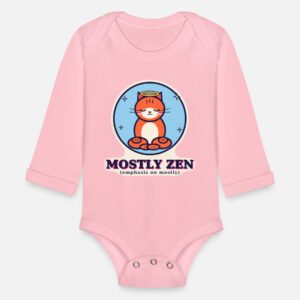 Organic Zen Cat Long Sleeve Baby Bodysuit - Cute Design