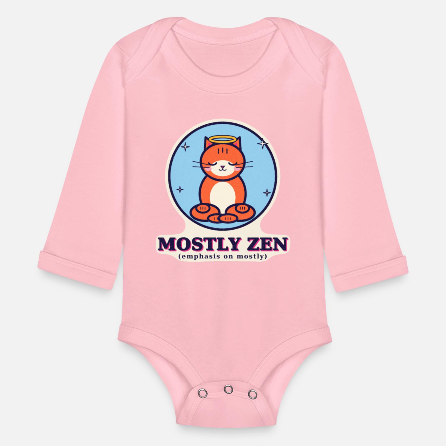 Organic Zen Cat Long Sleeve Baby Bodysuit - Cute Design