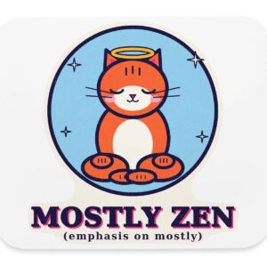 Mostly Zen Cat Halo Sticker Mouse Pad