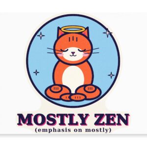 Mostly Zen Cat Halo Sticker Rectangle Magnet