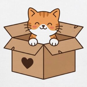Cozy Cat in Cardboard Box Kids’ Hoodie