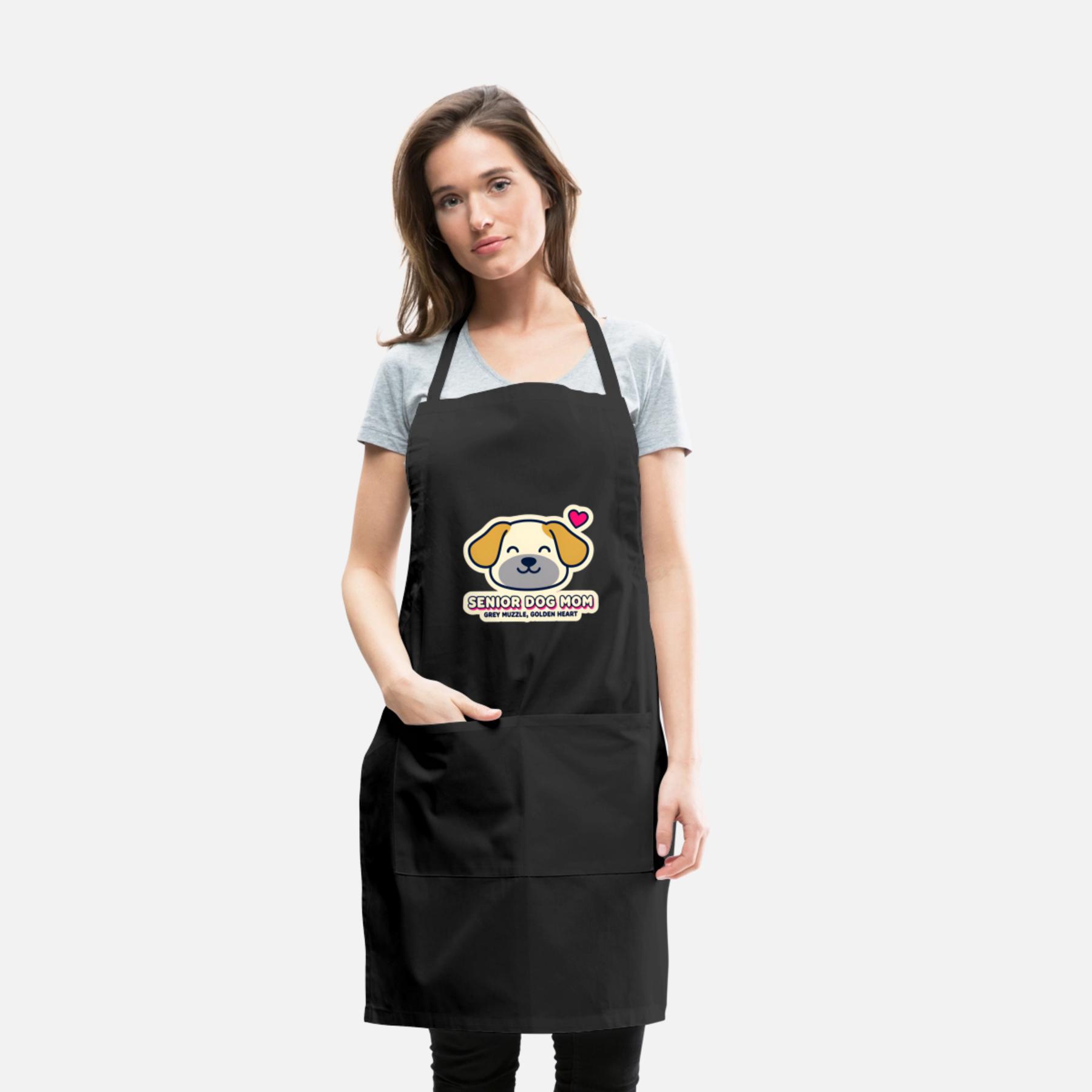 Senior Dog Mom Apron: Grey Muzzle Heart Adjustable