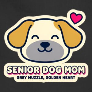 Senior Dog Mom Apron: Grey Muzzle Heart Adjustable